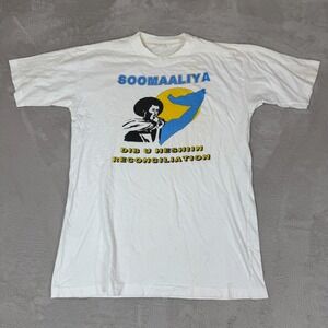 VTG 90s Somalia Reconciliation Shirt‎ Mens M White Preowned Stain Graphic Tee